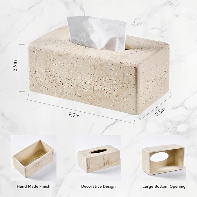 Natural Travertine Textures Tissue Box Cover Rectangular - Image 2