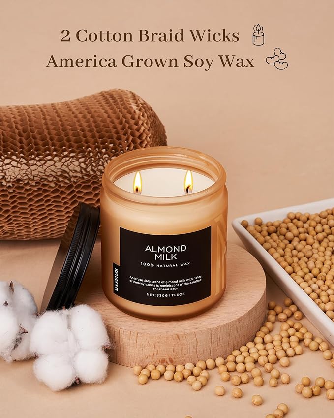 M&SENSE Creamy Vanilla Scented Candle, 11.6oz Clean Non Toxic Home Sweet Scent - Image 3