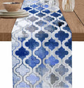 Blue Morocco Plaid Cotton Linen Table Runner by Unknown