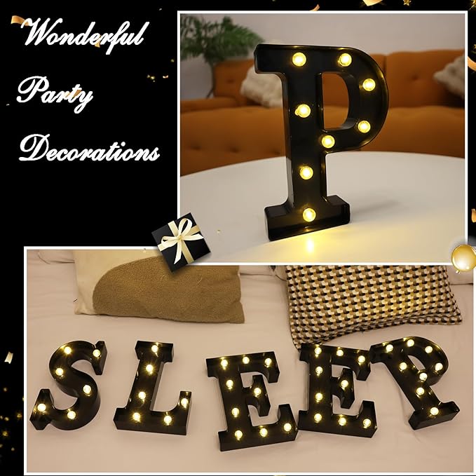 Led Marquee Letters, 8.58 Inch Black Light Up Letters, Small Led Letter Lights - Image 3