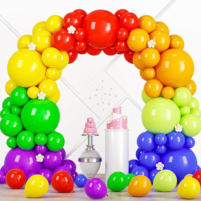 98pack Rainbow Balloons Different Size 18/12/10/5 Inch Rainbow Colorful Balloon by Voircoloria