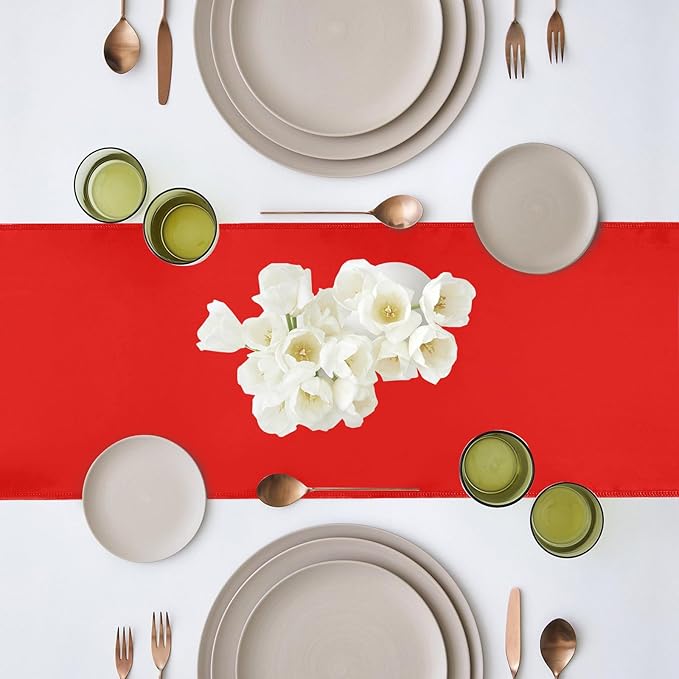 10 Pack Satin Table Runner 12 x 108 Inch Long Red Silk Table Runner - Image 3