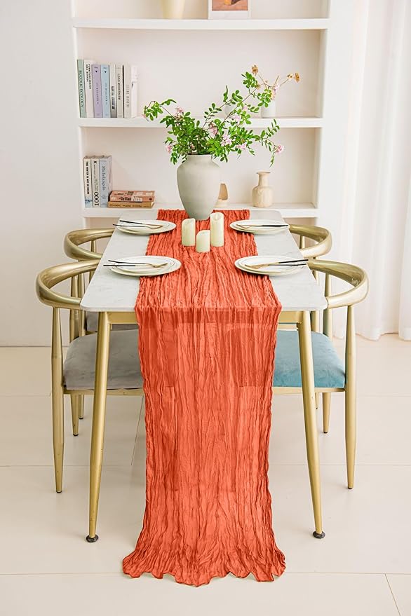 8 Pack 10Ft Orange Cheesecloth Table Runner 35x120 inch Boho Gauze Cheese - Image 5