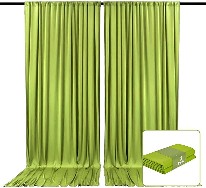 2 Panels Olive Green Backdrop Curtain, 10 x 10 Feet Background Curtains by Zankubom