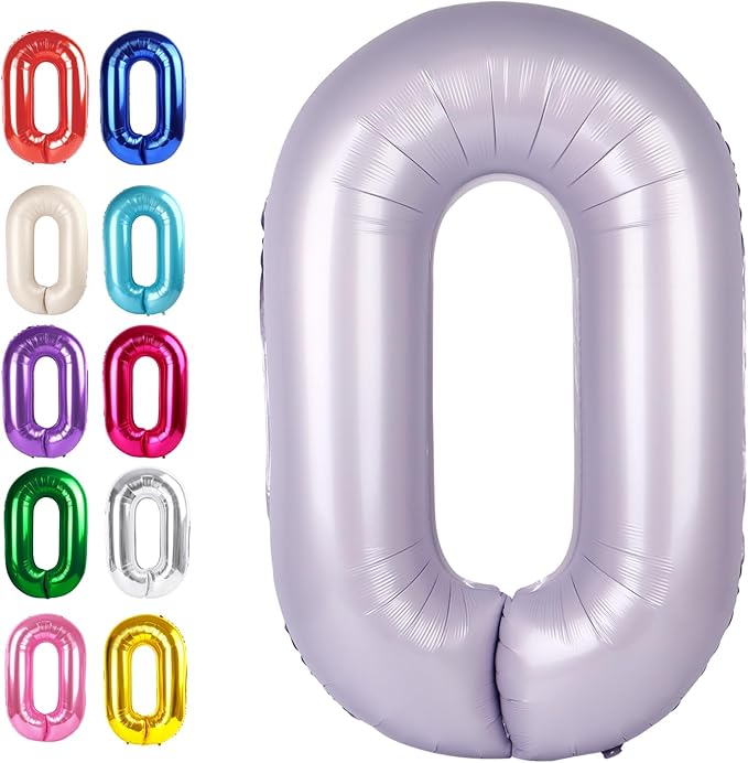 Lavender 40 Inch 0 Number Balloons, 0 Decorations by Upgesy