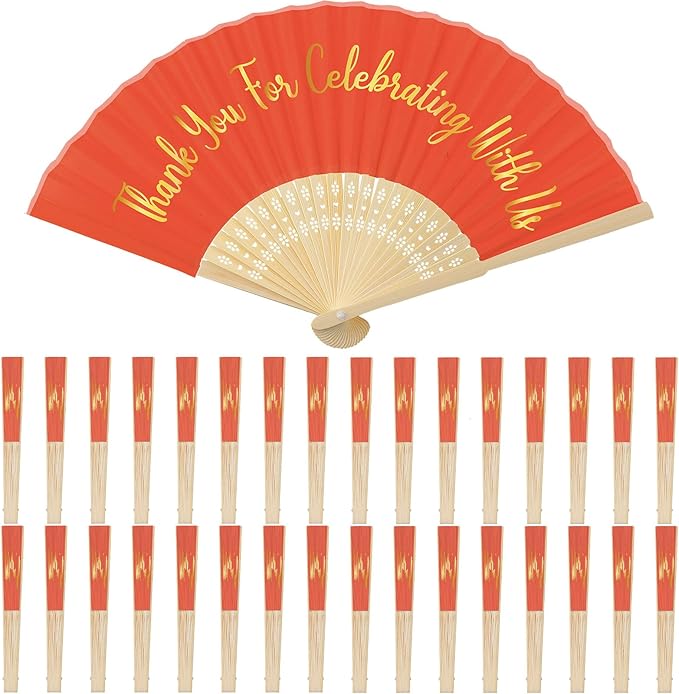 Jetec 50 Pcs Wedding Fans for Guests Bulk Silk Hand Fans Handheld Folded Thank by Jetec