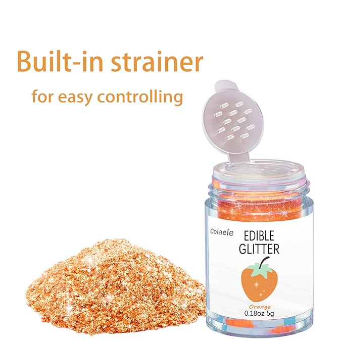 Orange Edible Glitter Glimmer Powder - Image 2