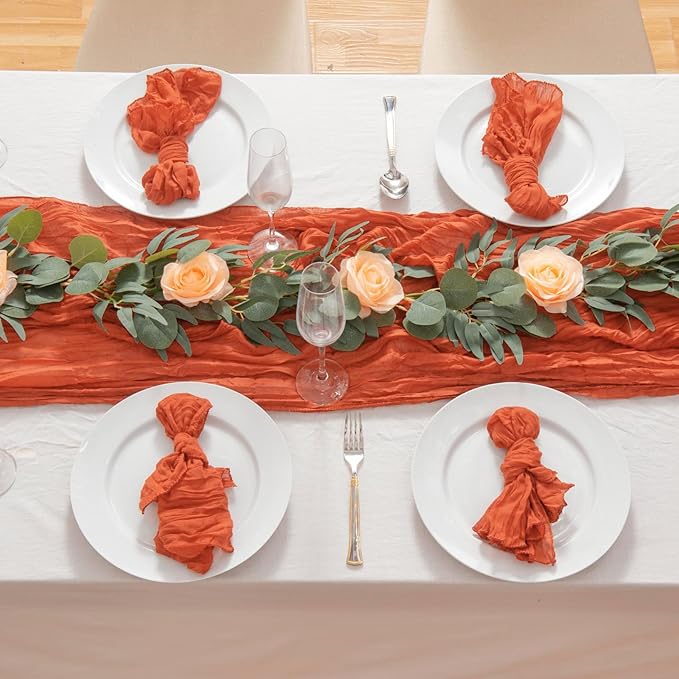 8 Pack 10Ft Orange Cheesecloth Table Runner 35x120 inch Boho Gauze Cheese - Image 3