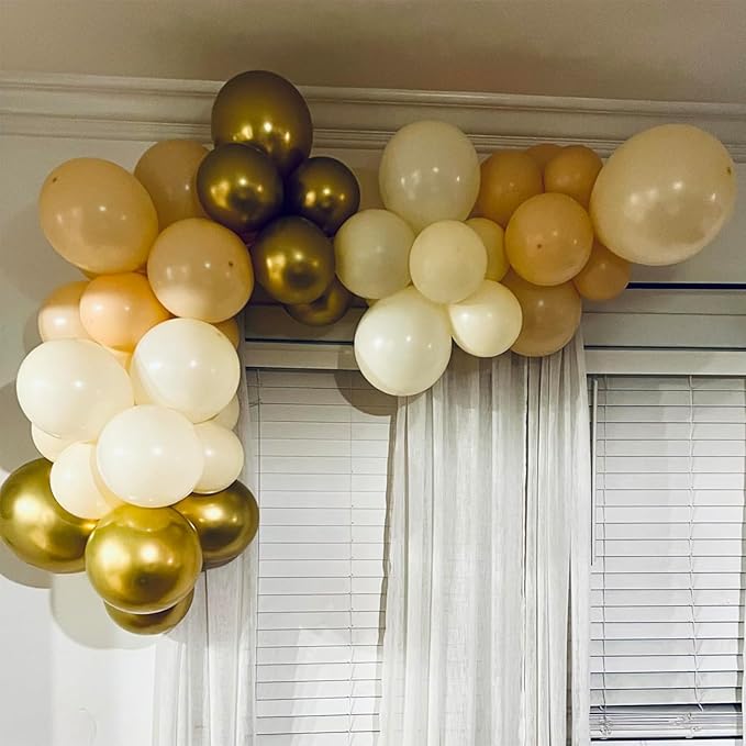 White Sand Balloons Set, 60 Packs 12 Inch Double Stuffed Beige Boho Balloons - Image 7