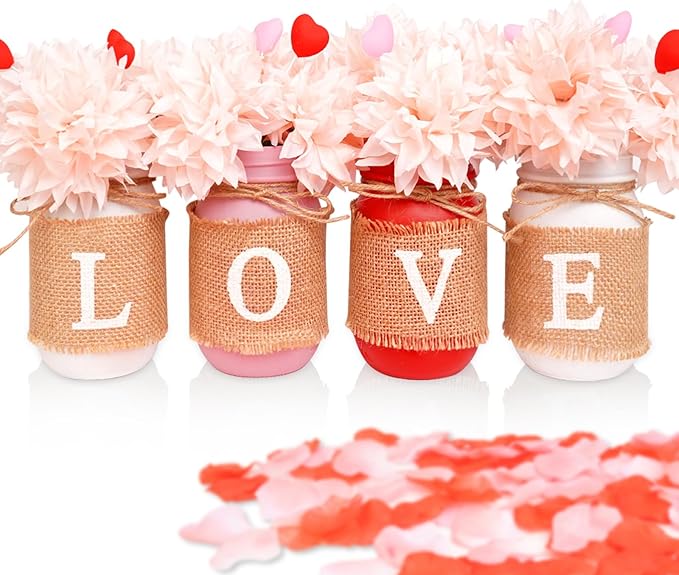 Wedding Mason Jar Centerpiece Table Decorations by CNVOILA