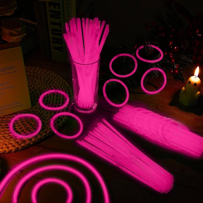 200 Pack 8'' Glow Sticks Bulk Party Favors Pink Light Up Sticks - Image 4