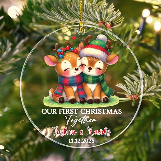 Customized Our First Christmas Together Deer Ornament - Image 3