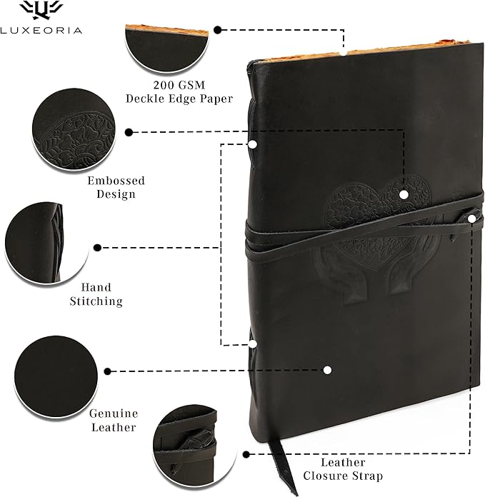 LUXEORIA Heart Journal for Women and Men, Handcrafted Leather Journal for - Image 5
