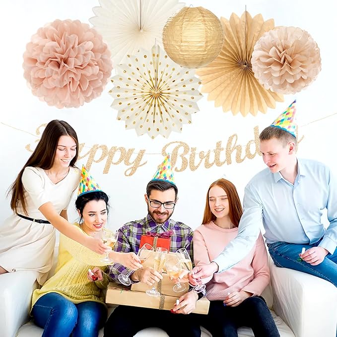 Champagne-Gold Beige Fall Boho Birthday Party-Decorations - Image 5