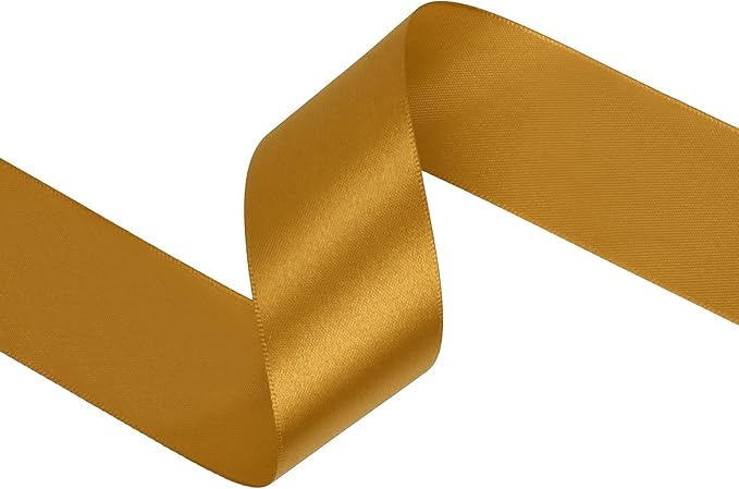Gold Satin Ribbon 1-1/2 inch X Continuous 50 Yards, Single Face Polyester - Image 2