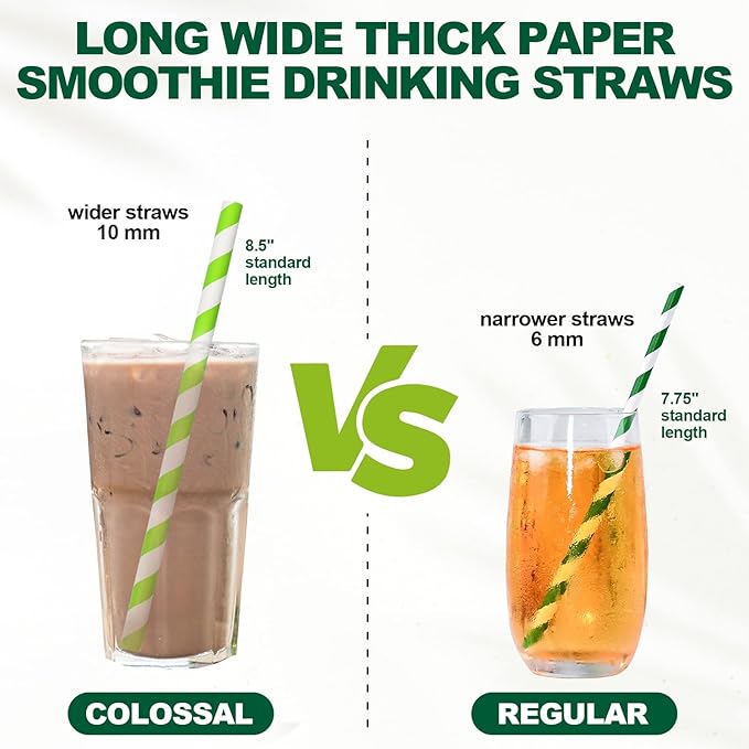 8.5 inch Colossal Paper Straws for Smoothie & Milkshake - Image 4