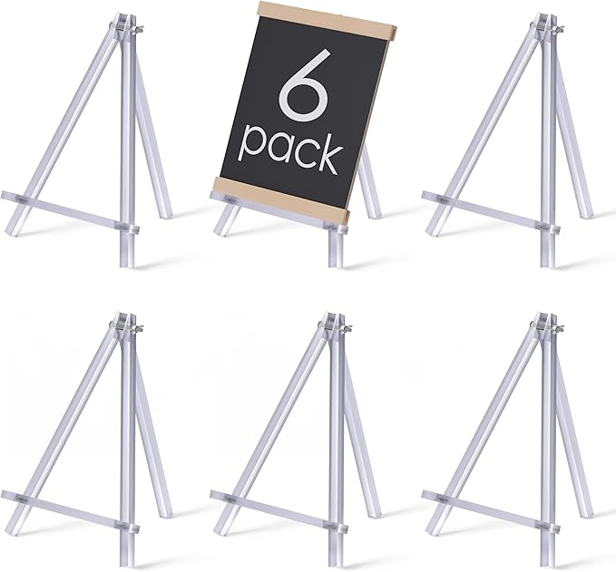 9 inch Acrylic Easel for Painting, 6 Pack Easel Stand for Wedding Signs by CILLNKKS