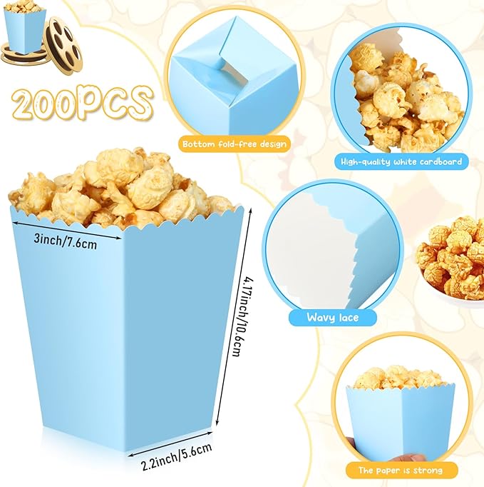 200 Pcs Popcorn Boxes Mini Paper Popcorn Box Cardboard Popcorn Container - Image 3