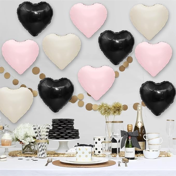 Black Pink White Heart Balloons - Image 5