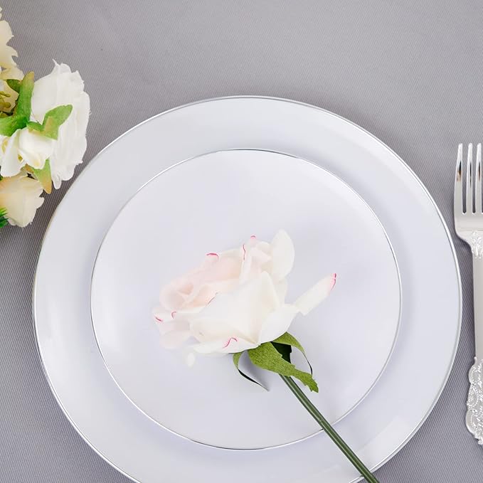 KIRE 100PCS Silver Plastic Plates - Image 6