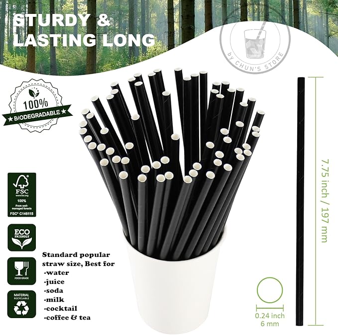 Black Paper Straws 1000 Count - Image 2