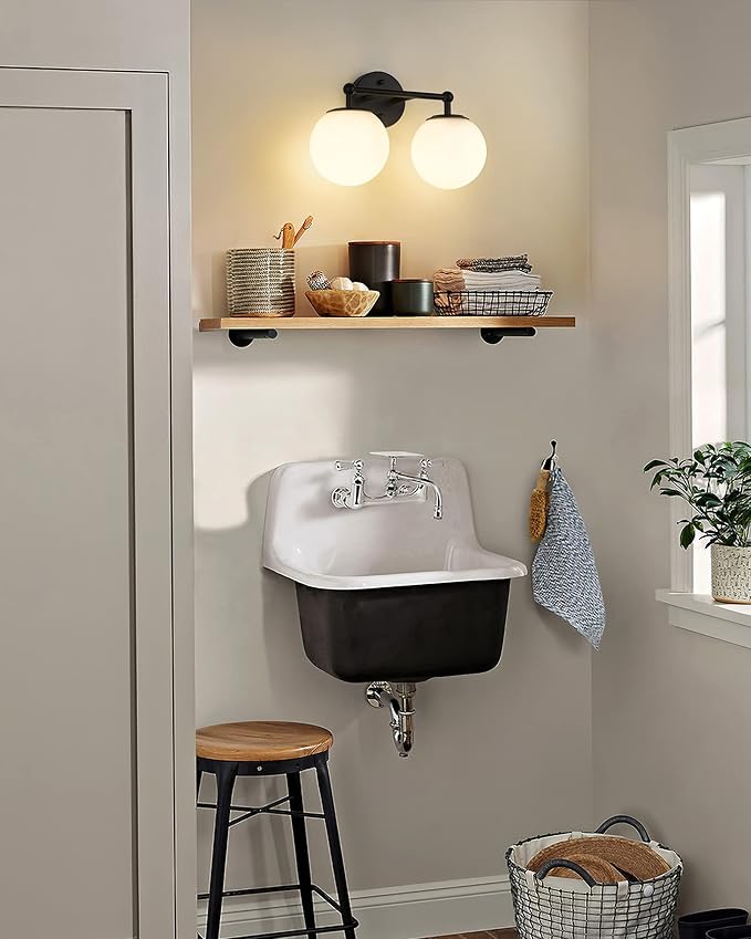 Black Vanity Light, 2 Light Black Modern Bathroom Light Fixtures Over Mirror - Image 3
