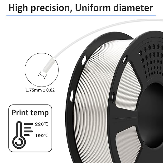 GIANTARM 3D Printer Filament, Silk White Pla Filament, 1Kg Spool, 1.75mm - Image 2