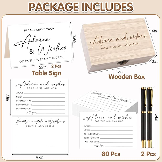85 Pcs Advice and Wishes Cards Wooden Box Set - Image 2
