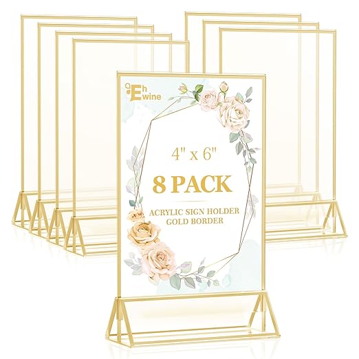 EHWINE 8 Pack 4×6 Clear Acrylic Sign Holder by EHWINE