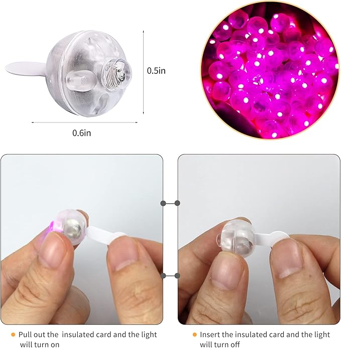 Aogist 200pcs Pink LED Balloon Light, Mini Tiny Light Round Led Ball Lamp - Image 2