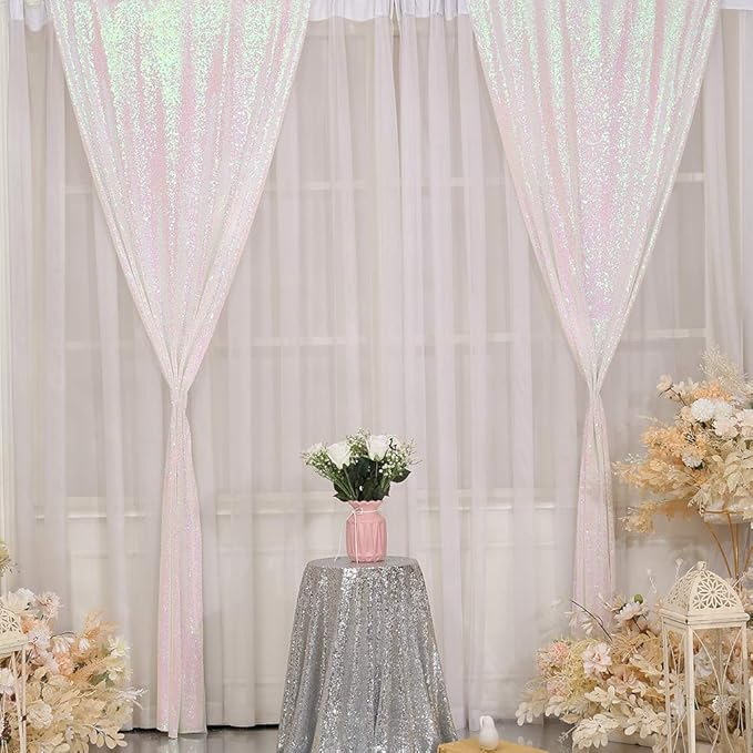 SquarePie Sequin Backdrop 2FTx8FT Iridescent 2pcs Curtain Background - Image 4