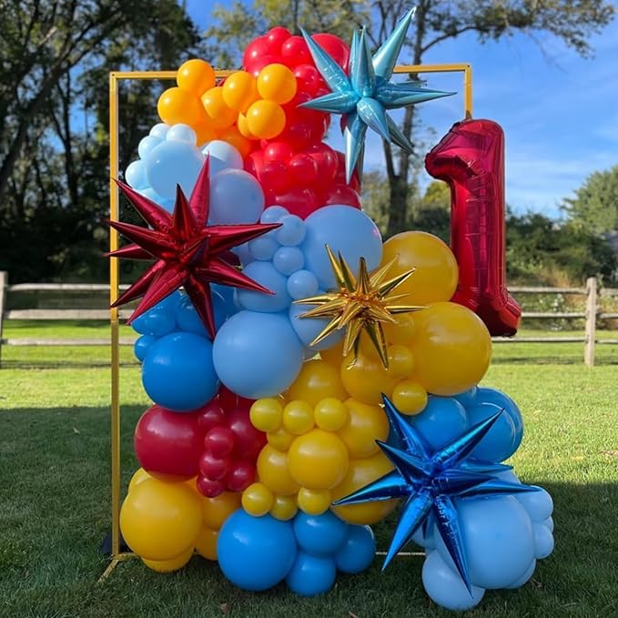 Red Blue Silver Star Balloons 12pcs, 27/22 Foil Inch Star Explosion Balloons - Image 4