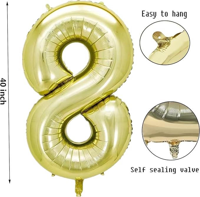 40 Inch Numbers 8 Light Gold Large Balloon Digital 8 - Image 2
