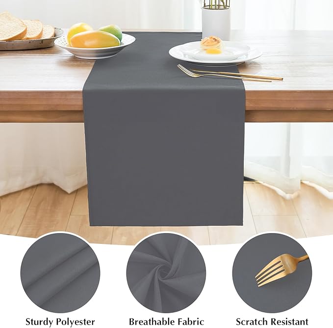 2 Pack Grey Small Short Table Runner 12 x 24 Inch Solid Color Runners Coffee - Image 4