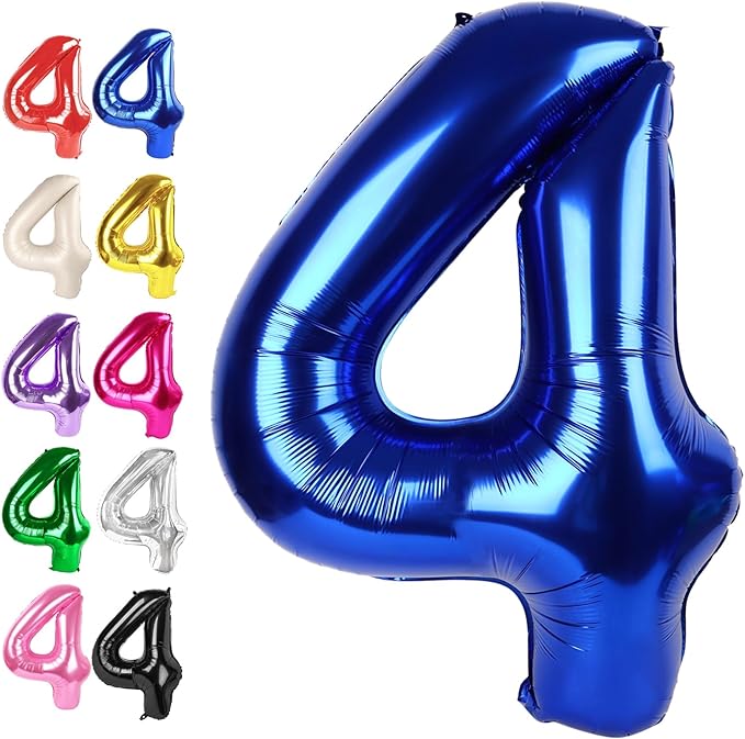 40 Inch Night Blue Large Number 4 Balloons, Giant Foil Number Four 14 24 34 40 by Upgesy