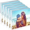 HELPLEX Acrylic Frame, 5 Pack 4x4 Inch Picture Frames, 20mm Thicker Frameless by HELPLEX