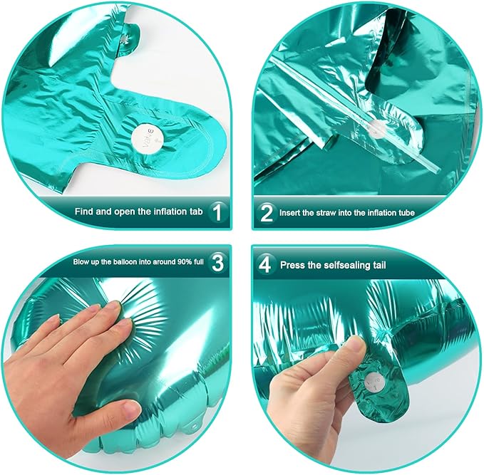 Big 40 Inch Teal Blue 2 Number Balloon Birthday Decoration, Teal Blue Number 2 - Image 2
