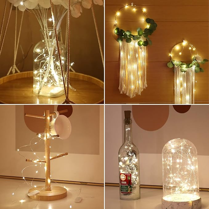 HXWEIYE 12 Pack Fairy Lights Battery Operated, Warm White 7ft 20LED Mini - Image 6