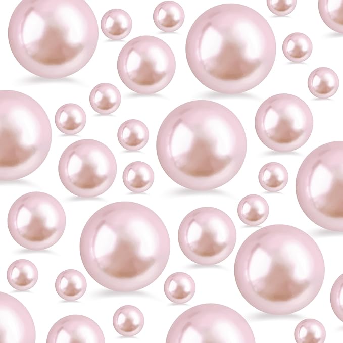 260Pcs Pink Glossy Beads for Centerpiece Decor, Artifical Pearls Vase Filler by EGKamhFloatingBeadsPearls