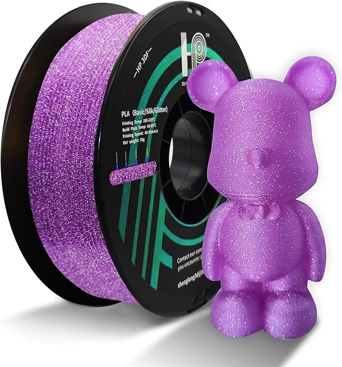 Glitter PLA Filament, Twinkling 3D Printer Filament, PLA Filament 1.75mm by HP3DF