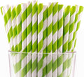 Pack of 300 Green Swirls Biodegradable 4-Ply Paper Drinking Straws by Stephanie+Imports