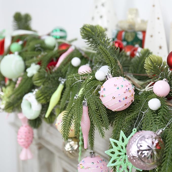 RoseCraft Christmas Ball Ornaments Set, 45 Pack Macaroon Plastic Shatterproof - Image 7