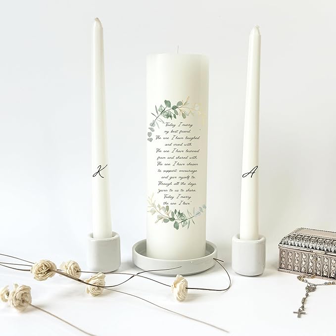 Unity Candles for Wedding, Modern Unity Set, Custom and Personalized Taper - Image 8