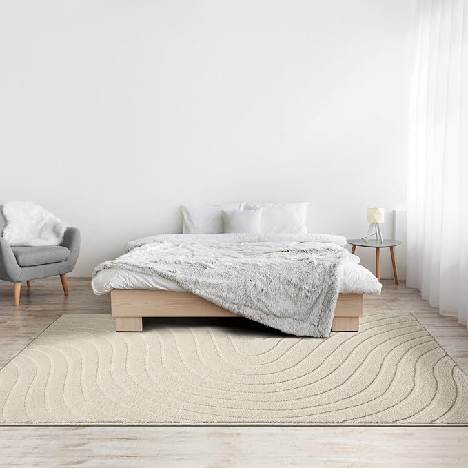 LUXE WEAVERS Modern Geometric Wave Cream 6x9 Area Rug - Image 9