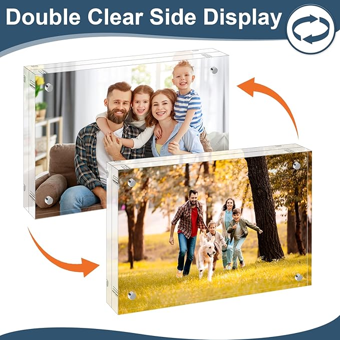 5x7 Acrylic Picture Frames 5 Pack, 10+10MM Premium Acrylic Photo Frame Magnetic - Image 2