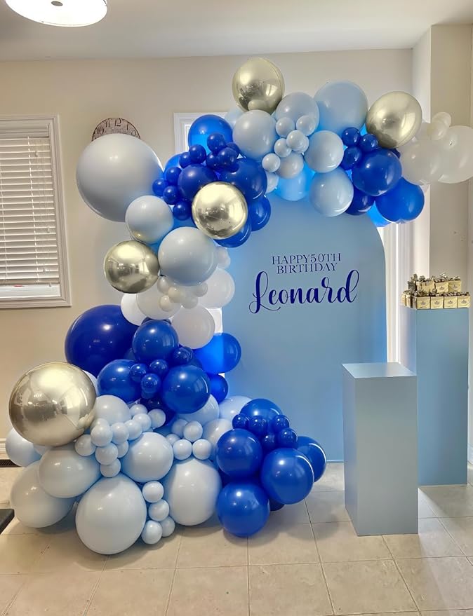 Royal Blue and Silver Balloons - Image 2
