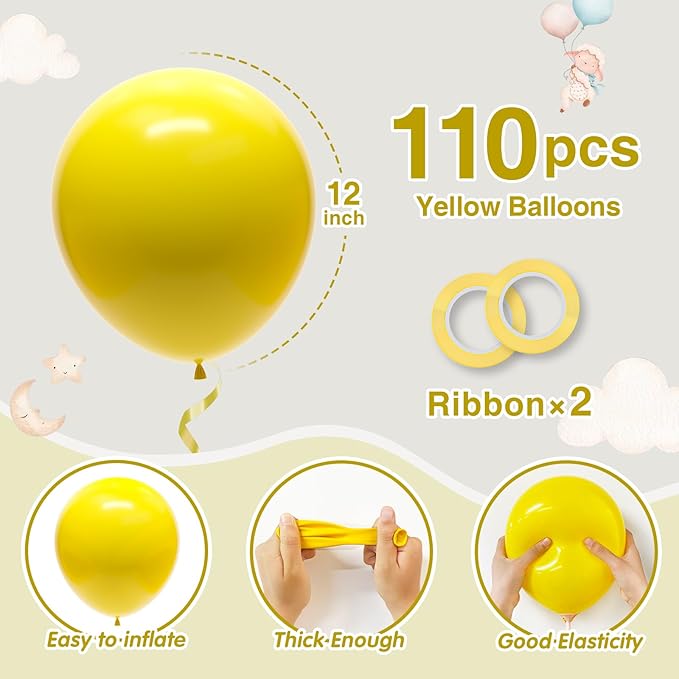 110pcs Yellow Balloons 12 Inch Latex Balloon Arch Kit - Image 2