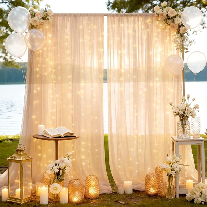 10×10ft Tulle Backdrop Curtains by Ledido
