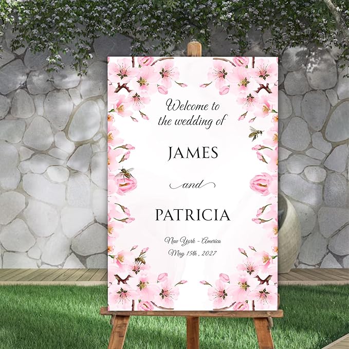 Personalized Blush Pink Wedding Welcome Sign, Floral Printable Wedding Board - Image 4