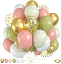 Pink And Green Balloons, Sand Cream White Balloon by Saxuxu